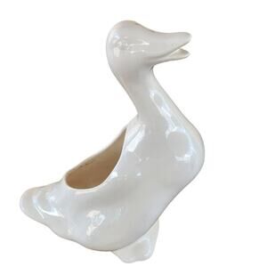 White Ceramic Goose Planter handmade Approx 14"tall x15" long‎ Read!!